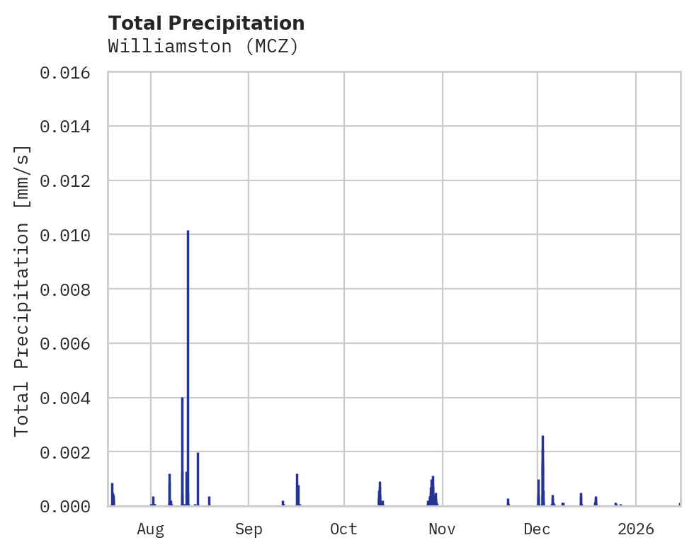 Precipitation obs for Williamston