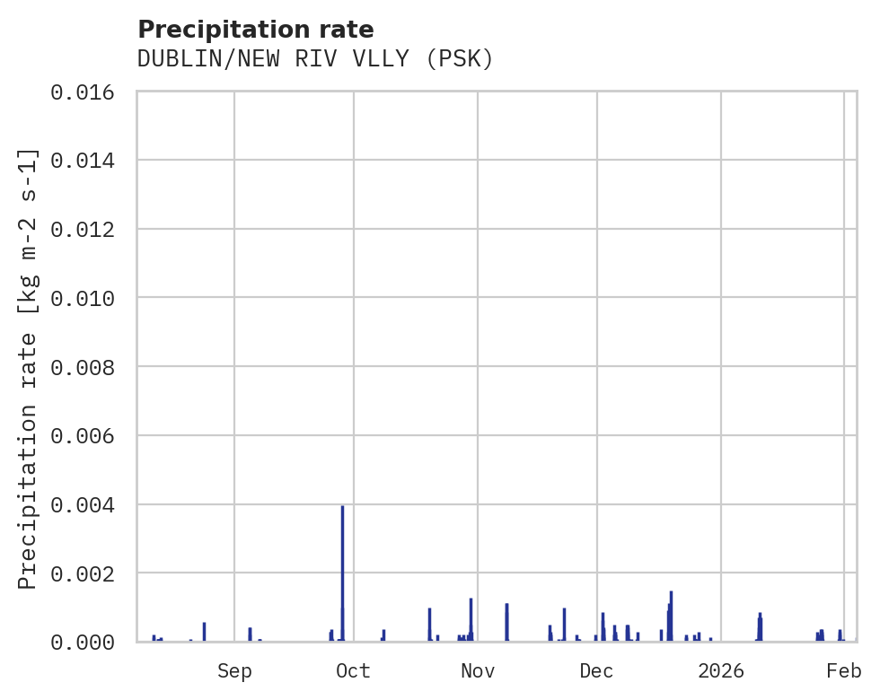 Precipitation obs for DUBLIN/NEW RIV VLLY